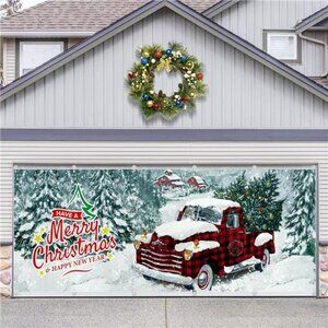 Extra Large Christmas Garage Door Cover 6 * 16Ft Christmas Garage Door Decor